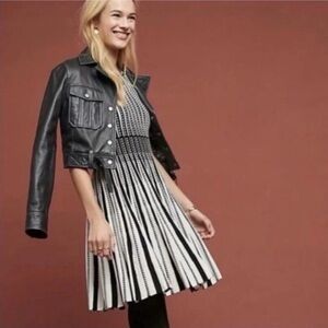 ANTHROPOLOGIE Maeve Baird Pleated Fit & Flare Sweater Dress size XS